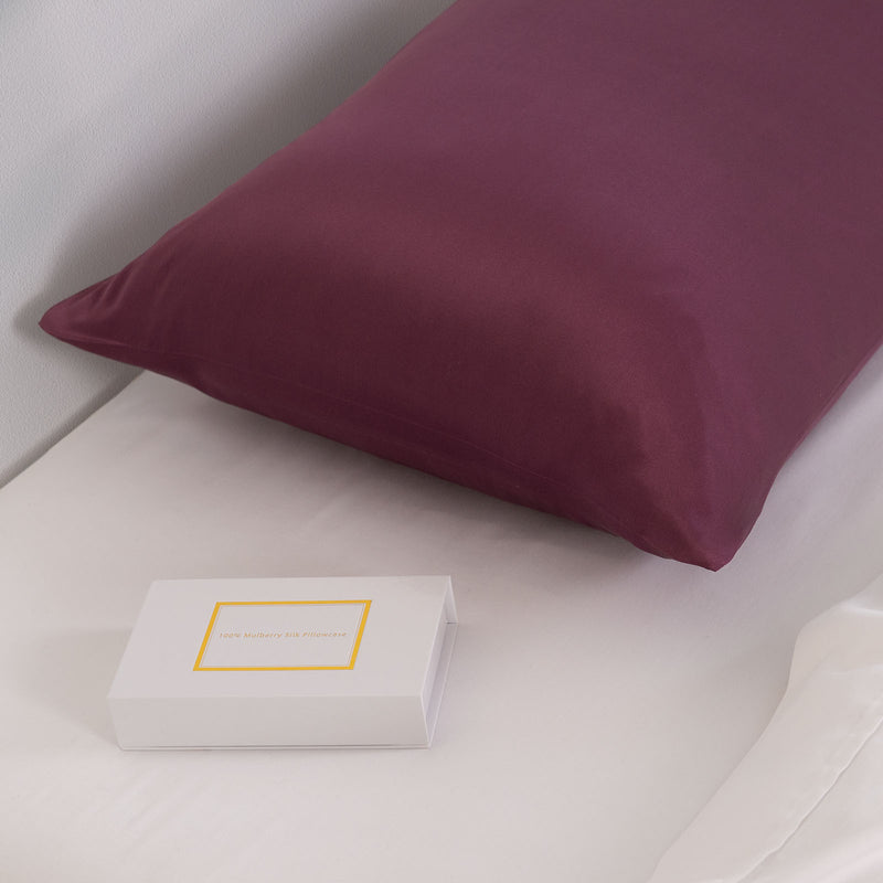 Pure Silk Pillow Case by Royal Comfort (Single Pack) - Malaga Wine-1864186037434191874