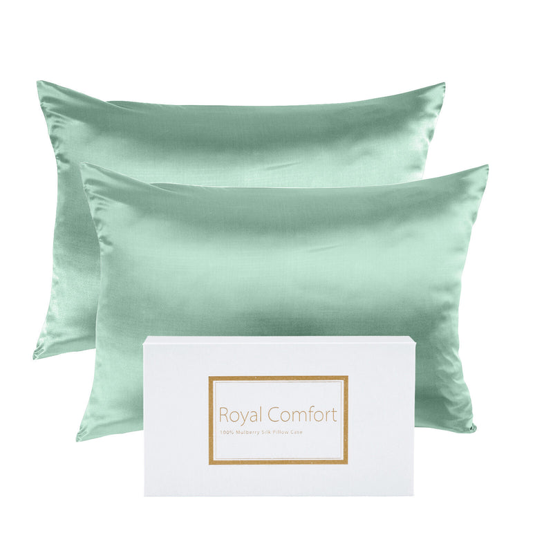 MULBERRY SILK PILLOW CASE TWIN PACK - SIZE: 51X76CM - MINT-1864186035173462019