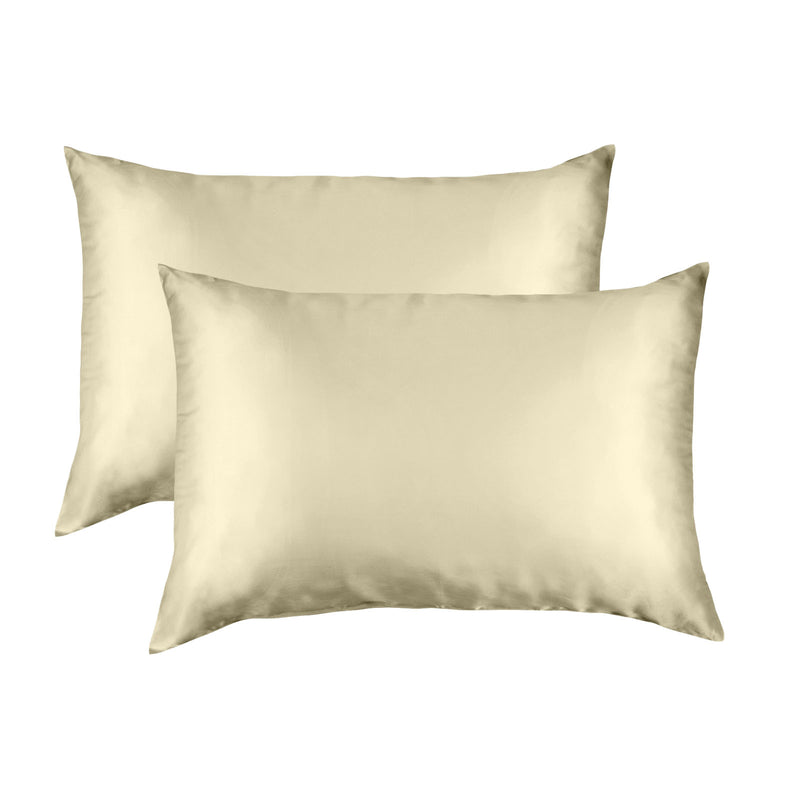 MULBERRY SILK PILLOW CASE TWIN PACK - SIZE: 51X76CM - CHAMPAGNE-1864186035446091776