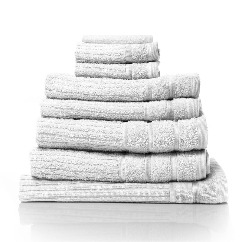 Royal Comfort Eden Egyptian Cotton 600 GSM 8 Piece Towel Pack White-1864186117692198912