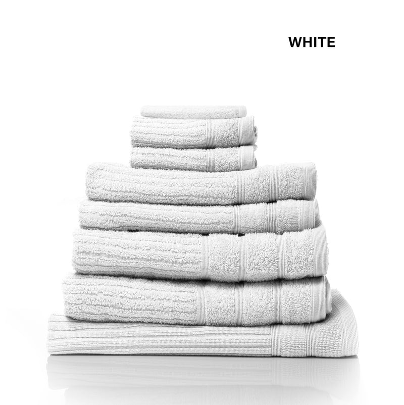 Royal Comfort Eden Egyptian Cotton 600 GSM 8 Piece Towel Pack White-1864186117692198916