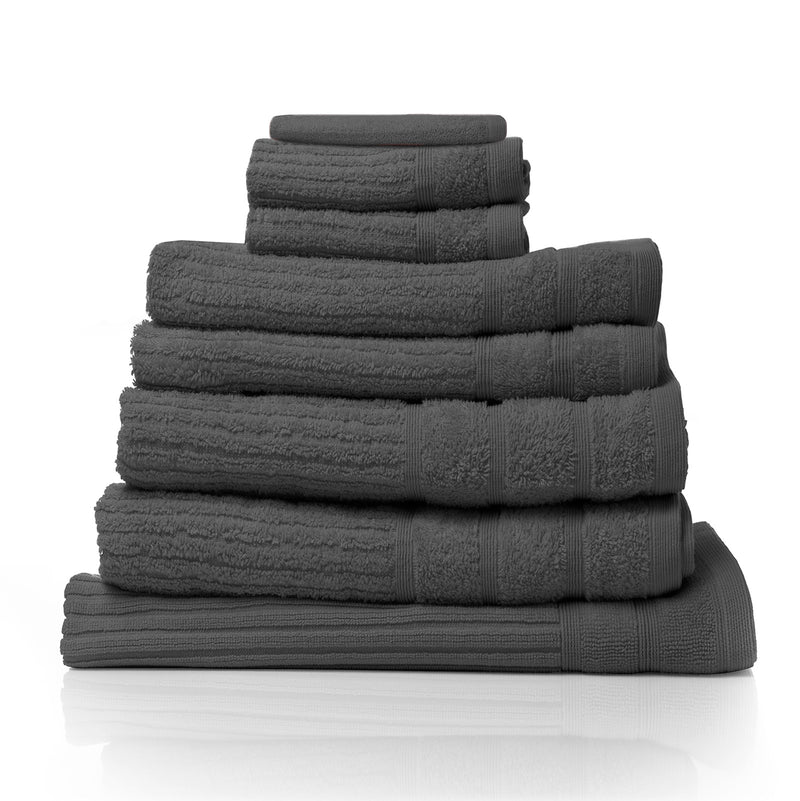 Royal Comfort Eden Egyptian Cotton 600 GSM 8 Piece Towel Pack Granite-1864186117826416640