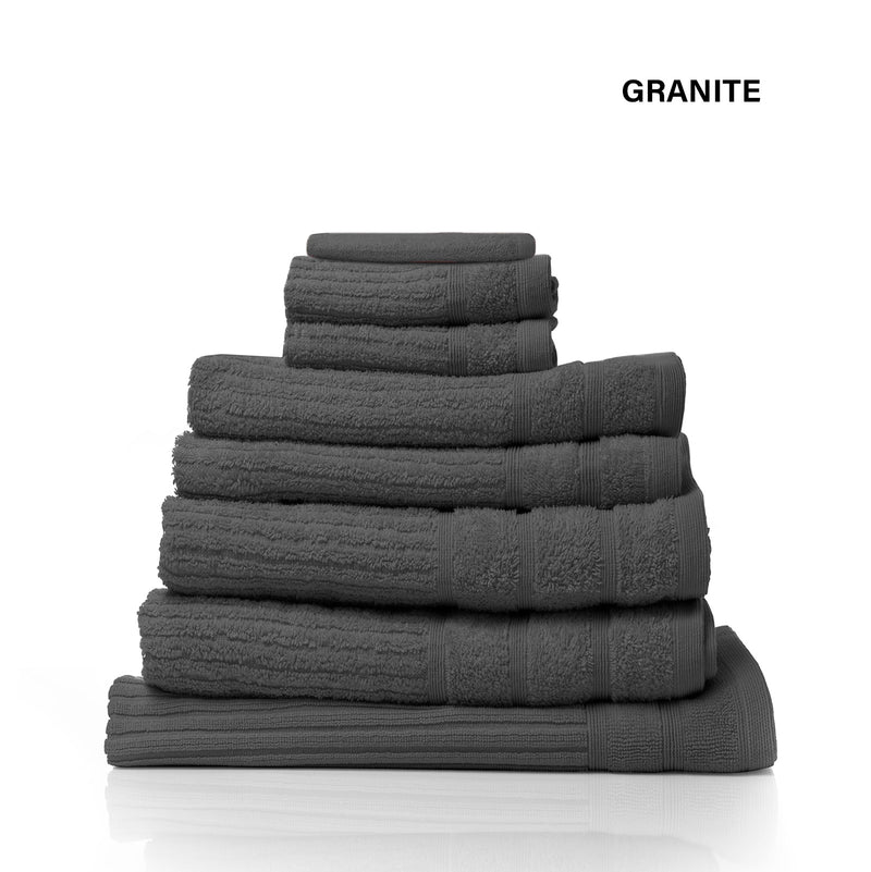 Royal Comfort Eden Egyptian Cotton 600 GSM 8 Piece Towel Pack Granite-1864186117826416644