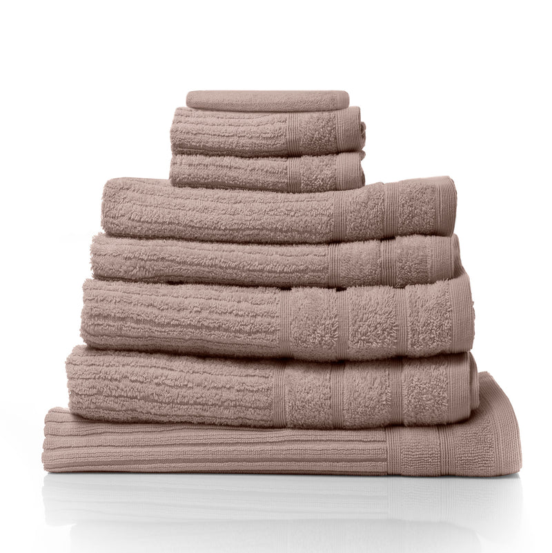 Royal Comfort Eden Egyptian Cotton 600 GSM 8 Piece Towel Pack Champagne Rose-1864186118237458432