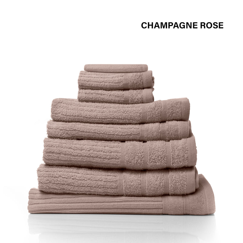 Royal Comfort Eden Egyptian Cotton 600 GSM 8 Piece Towel Pack Champagne Rose-1864186118237458436