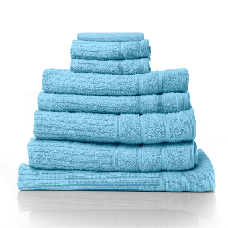 Royal Comfort Eden Egyptian Cotton 600 GSM 8 Piece Towel Pack Aqua-1864186118501699584