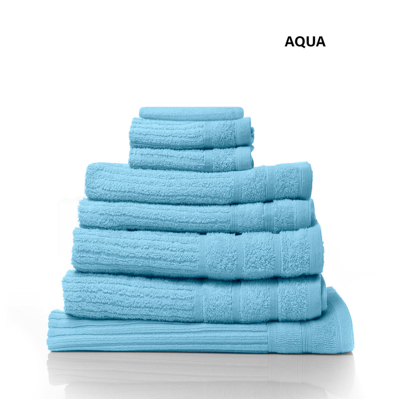 Royal Comfort Eden Egyptian Cotton 600 GSM 8 Piece Towel Pack Aqua-1864186118501699588