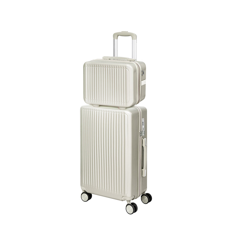 Slimbridge Luggage Suitcase Trolley White 2pc 14"+20"-1864184373071450112