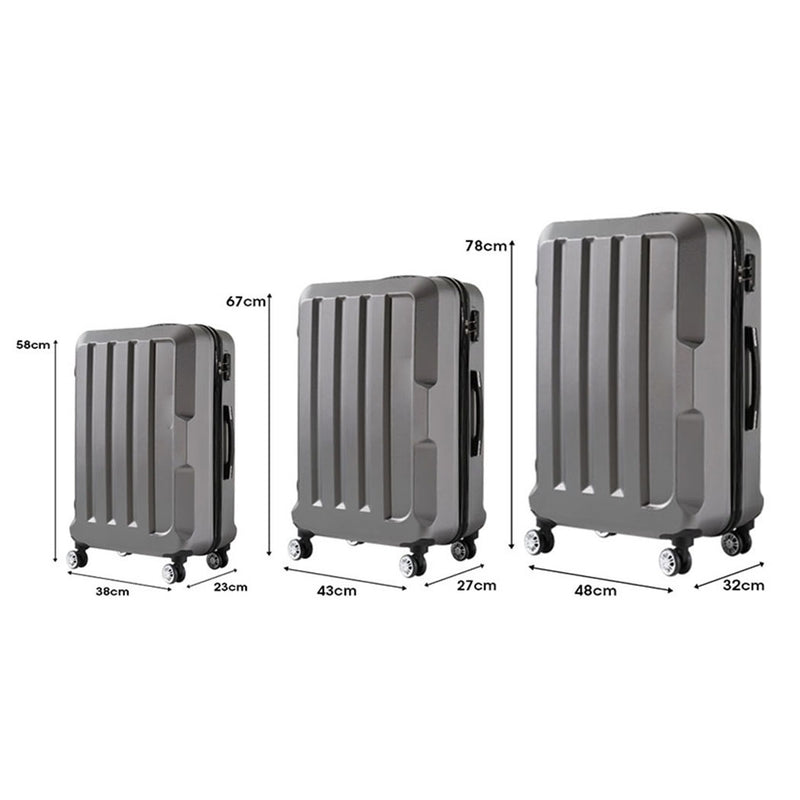 Slimbridge 20"24"28" 3PC Luggage Sets Dark Grey-1864184357745463298