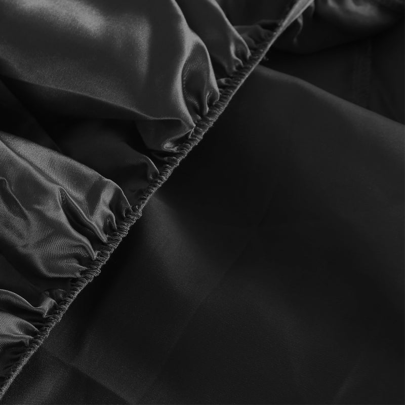 Black Satin Fitted Sheet Set for Double Bed - nextdeal.com.au 